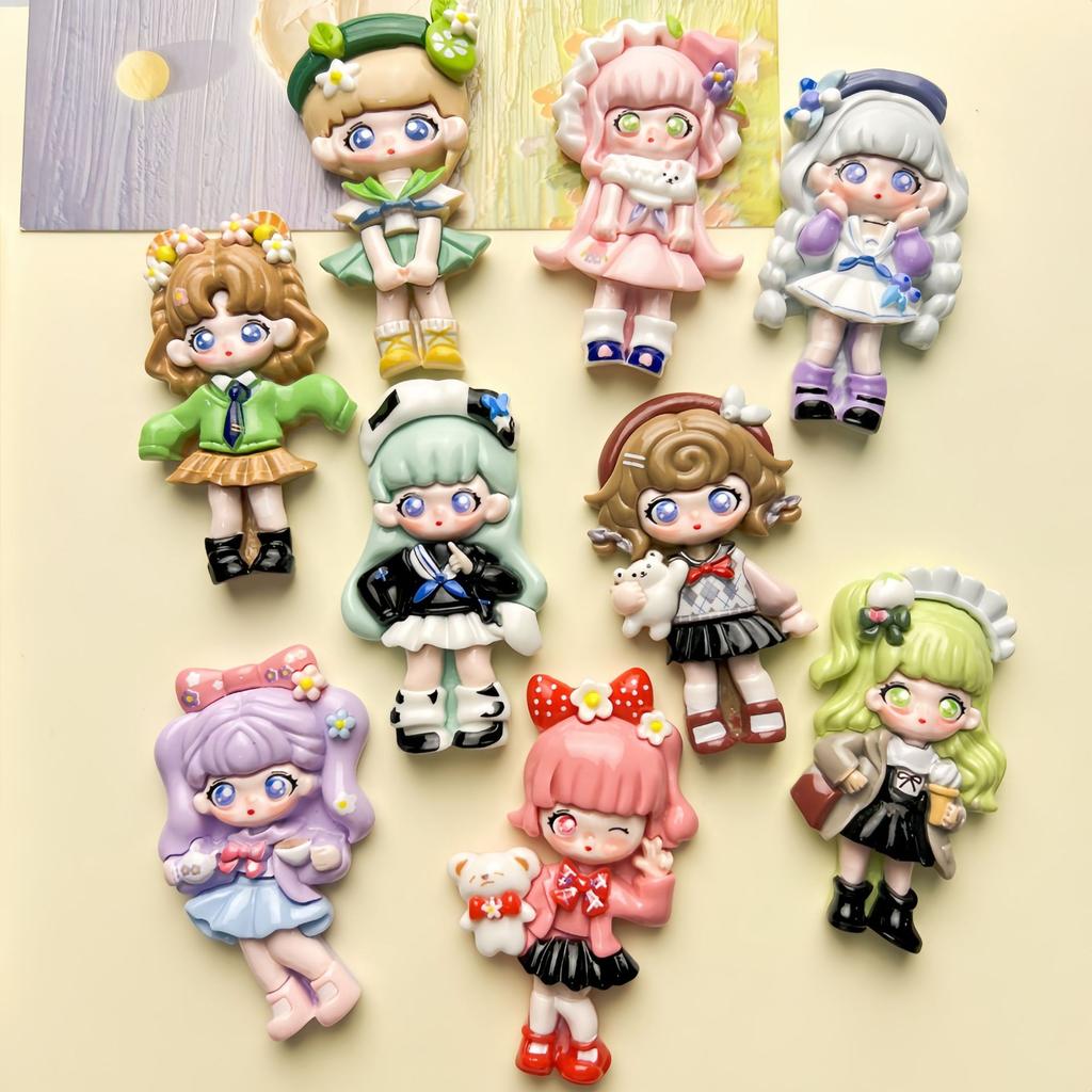 College Style Donna Cartoon Bright Resin Handmade DIY Cream Gel Hair Clip Refrigerator Sticker Jewelry Batch Toys Blind Bags
