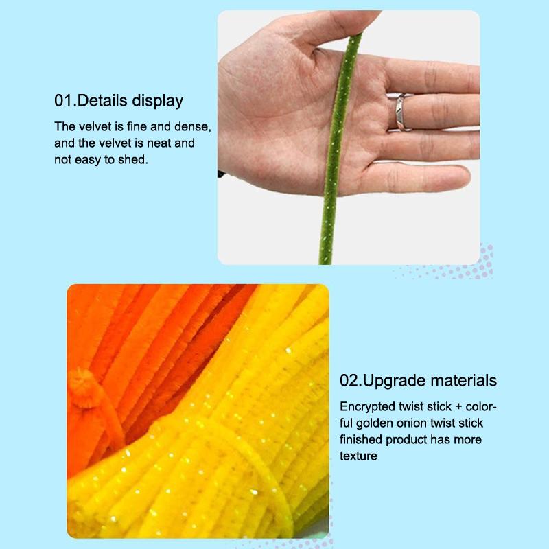 100Pcs Soft Chenille Stems Assorted Pipe Cleaners for Children DIY Art Crafts Kindergarten Handmade Craft Projects