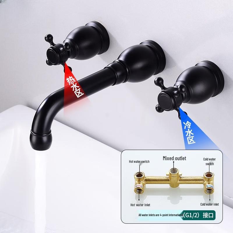 TLXT Antique Plum Blossom Wall-Mounted Basin Faucet
