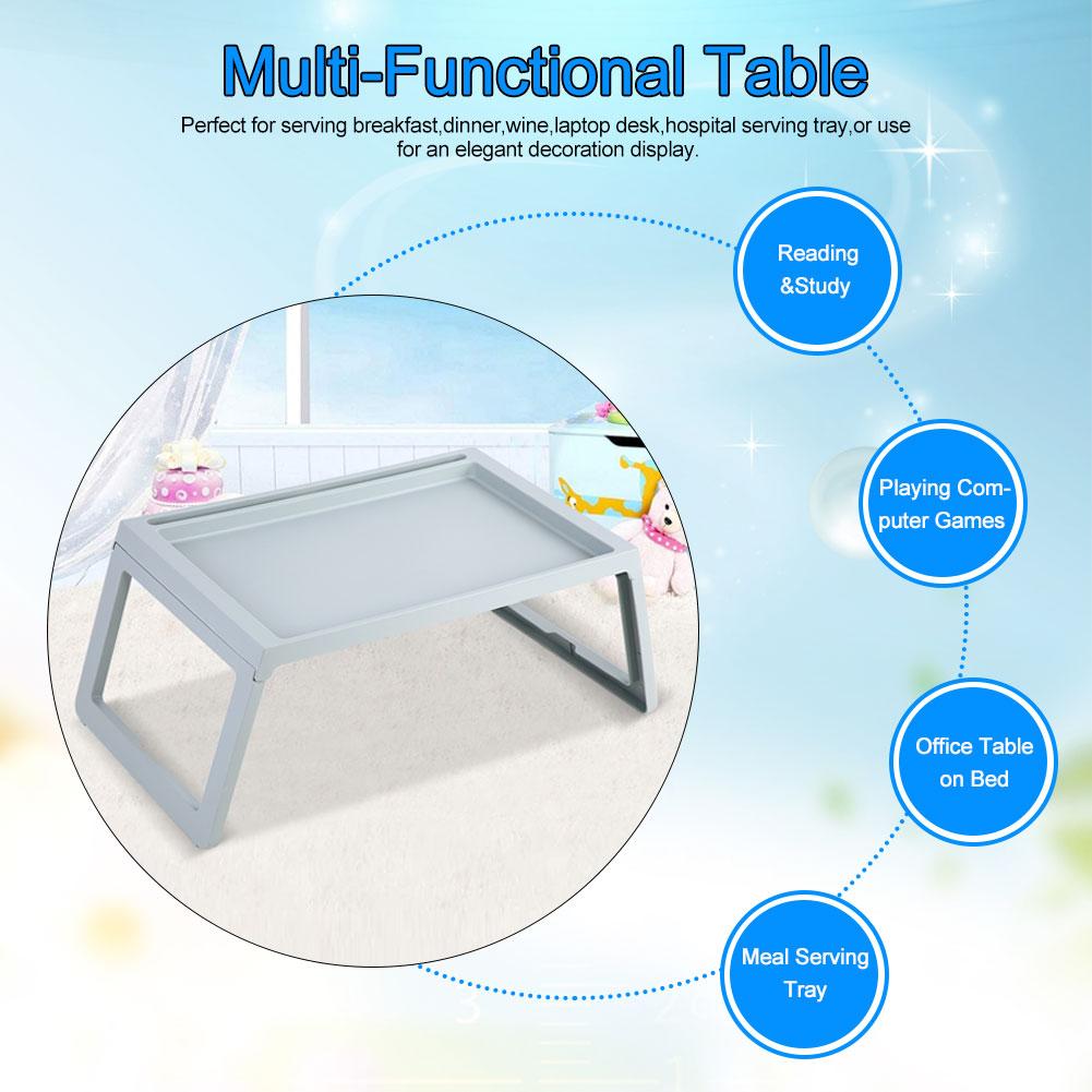 Foldable Desk Breakfast Bed Table Computer Laptop Holder Portable Serving Tray Beige