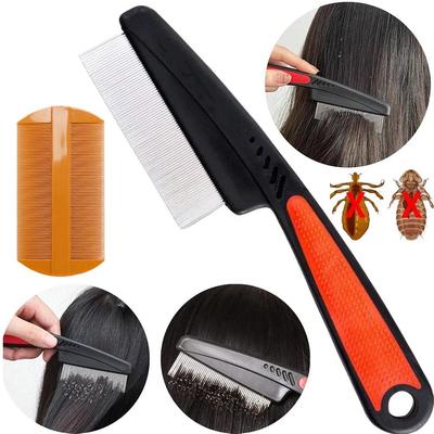 Stainless Steel Lice Comb Yellow Super Dense Lice Comb Ultra Fine Teeth Dandruff Removal Brush Head Lice Treatment Comb