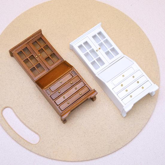 

1:12 кукольных мебели, реалистичный классический миниатюрный книжный шкаф, витрина, модель микропейзажа коричневый