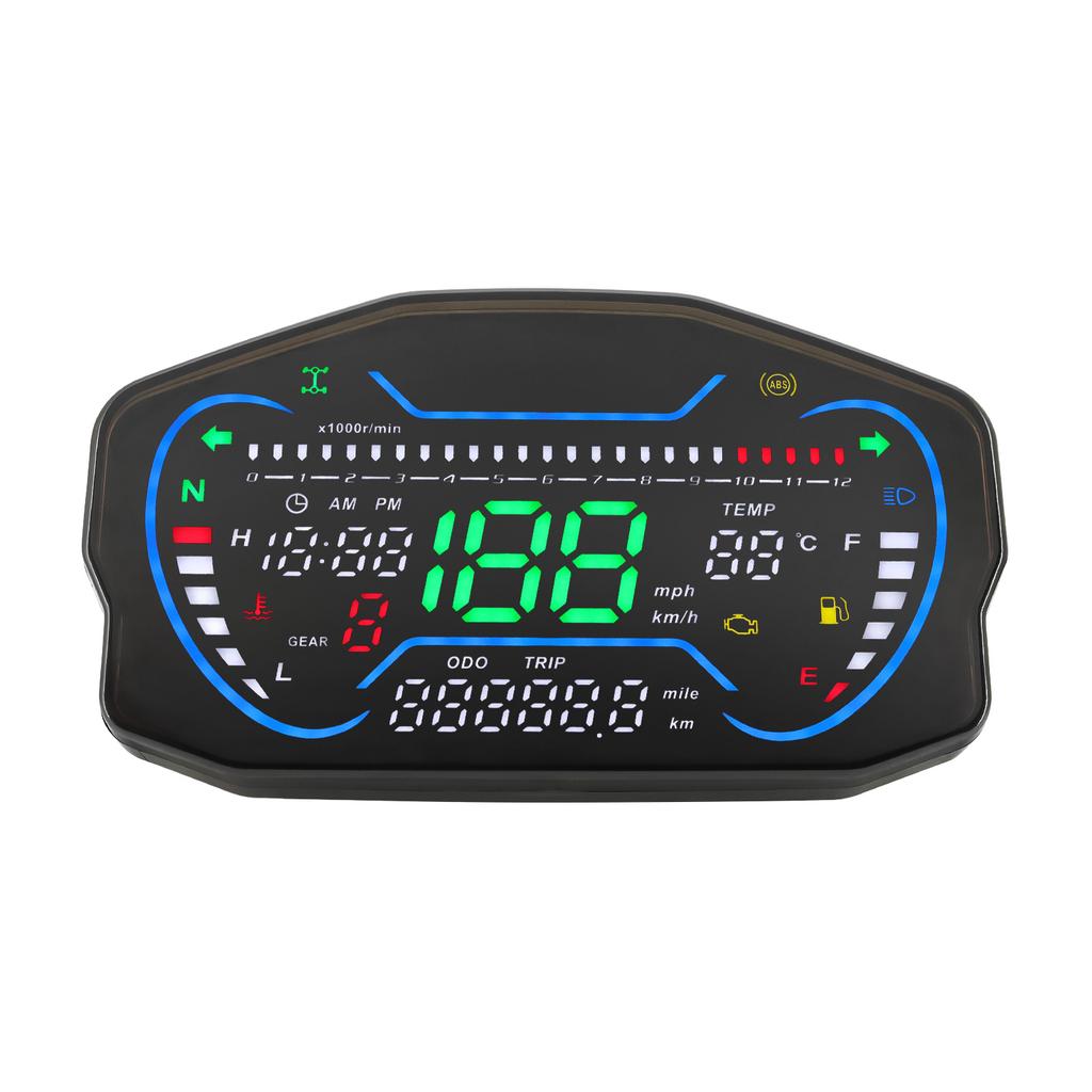 Universal Digital Motorcycle Speedometer LED Dashboard RPM Tachometer Motorcycle Instrument Water Temp Clock Gear Customized