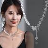 Elegant Korean Style Titanium Steel Heart Shaped Necklace With Pearl Chain Design