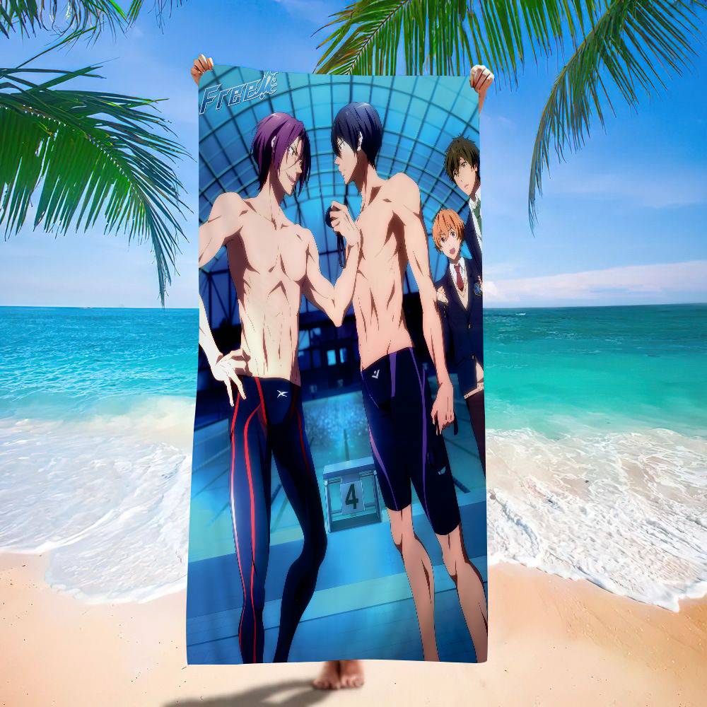 Anime Free Iwatobi Swim Club Big Microfiber Beach Towels Quick Dry Towel Sand Beach Towels Pool Towel for Travel Swim Pool Yoga