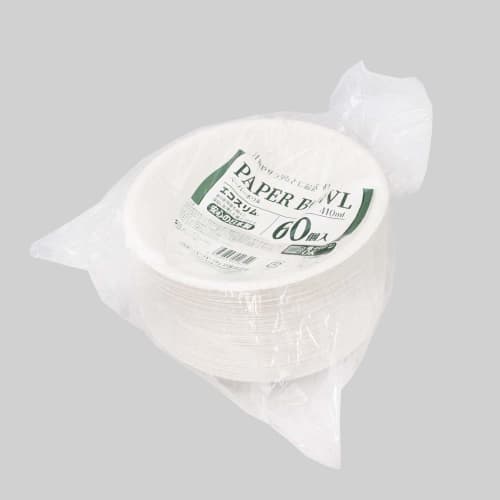 Disposable Paperware Bowls, 15cm, Extra Capacity, 60 Count (50 + 10), Made in Japan, 410ml Capacity, Water and Oil Resistant, Microwaveable, Deep Pape