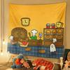 Cartoon Ghost Halloween Wall Tapestry Funny Haunted House Decor Conceal Imperfections Festive Hanging Background for Atmosphere