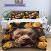 Pitbull and roses Pattern Bedding Home Decoration Birthday Gift (1 * duvet cover + 2 * pillowcase, without core)