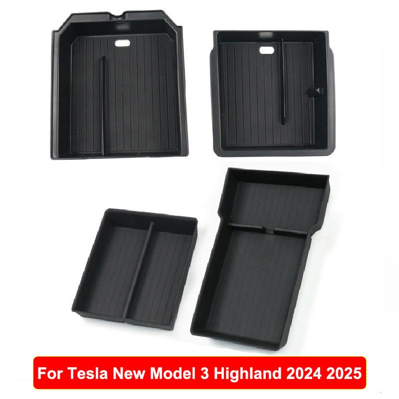 For Tesla New Model Y 2025 Launch Juniper Console & Armrest Upper and Lower Flocking Storage Box Watercup Holder Camera Cover
