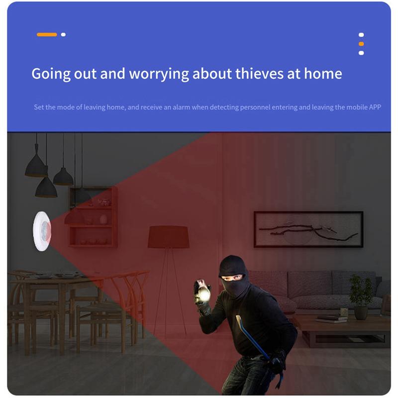 ABUBB Zigbee Smart Human Presence Sensor Zero Fire Wire Connected Human Motion Sensor with Anti-Theft Warning for Smart Home