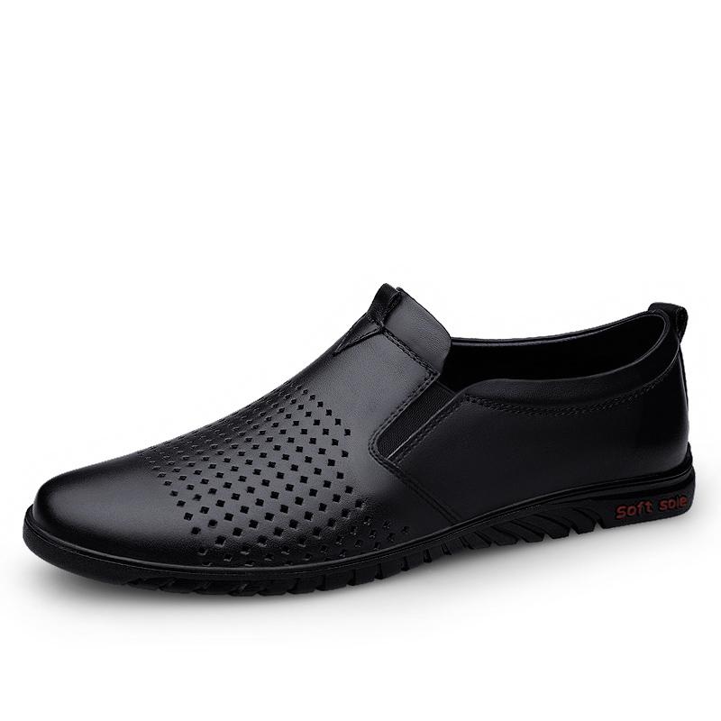 Fashion Premium Mens Genuine Leather Loafers Slip-On Dress Shoes Comfortable Business Casual Shoes Breathable Driving Footwear Moccasins