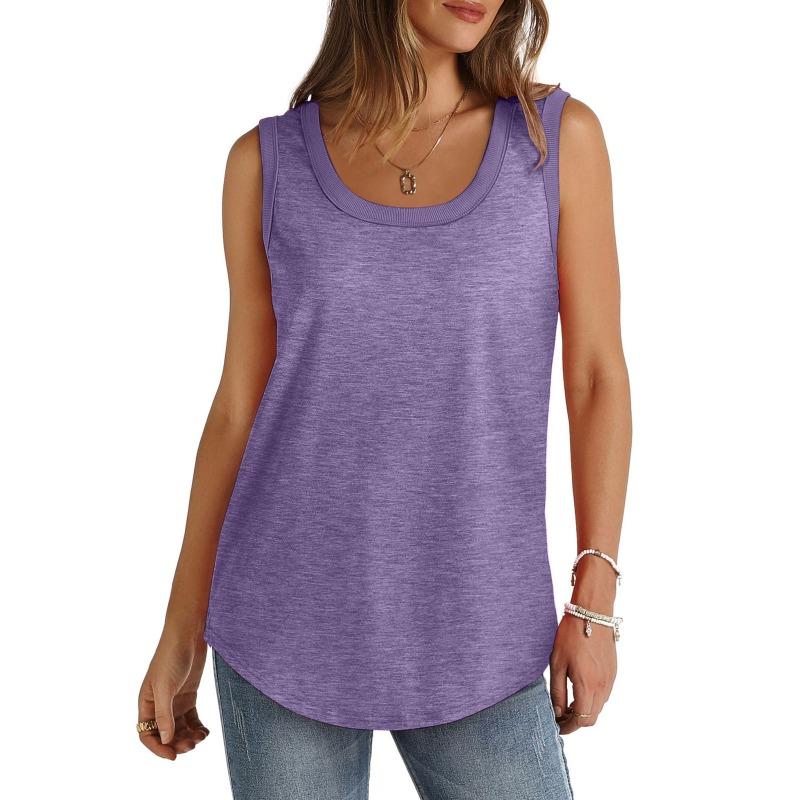 

Summer ribbed sleeveless crew neck solid color vest T-shirt, female sweet wind XXXXXL світло-фіолетового кольору