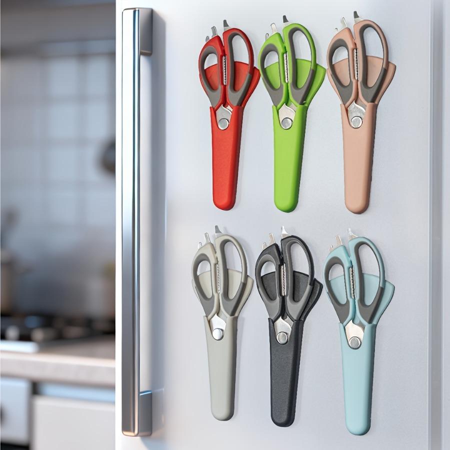 Multi-functional Kitchen Shears with Magnetic Holder - Sticks To Fridge Surfaces, Ultra-Sharp Stainless Steel Poultry Scissors for Cutting Chicken