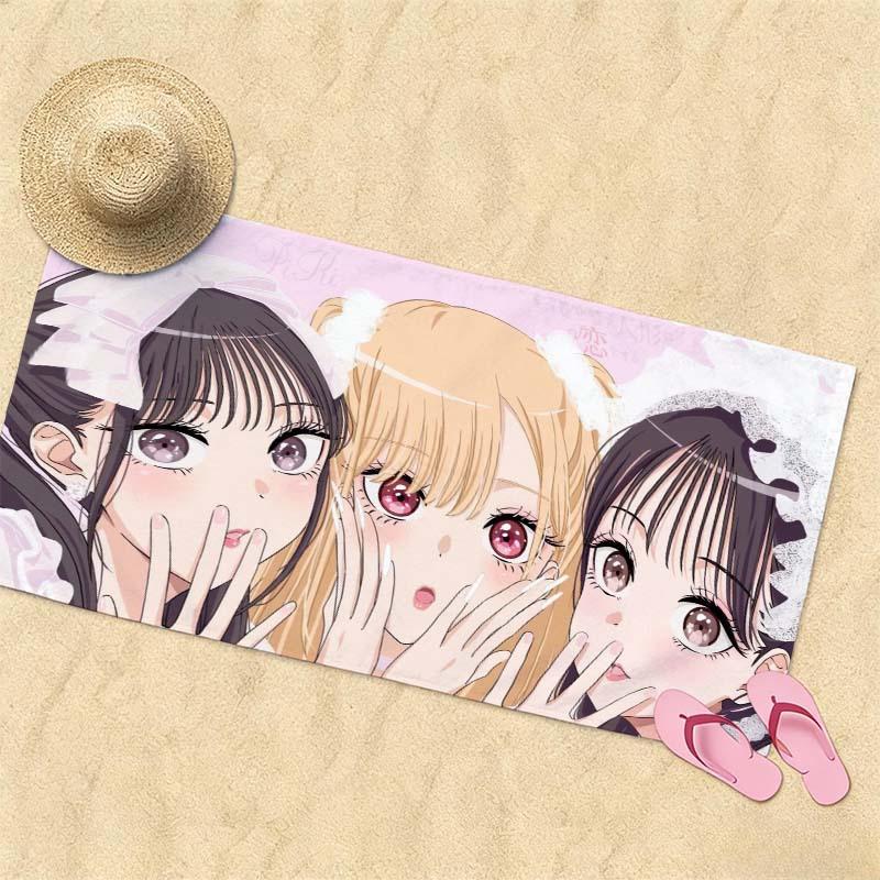 My Dress-Up Darling Marin Kitagawa Anime Beach Towel Microfiber Soft Quick Dry Kawaii Bath Towel For Bathroom Swimming Outdoor