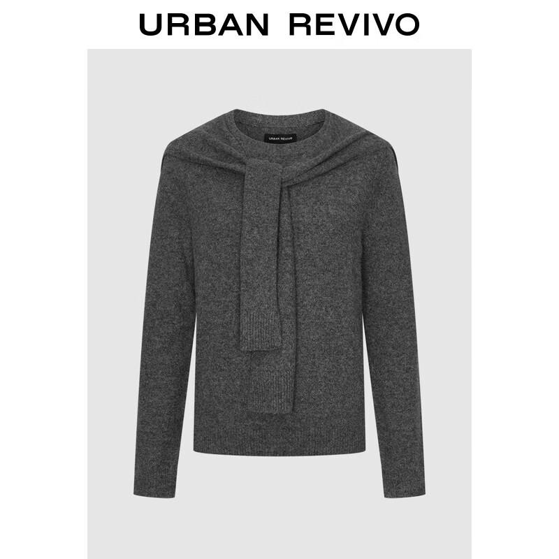 Damen Rundhals Träger zum Binden Fake Zweiteiler Strickpullover