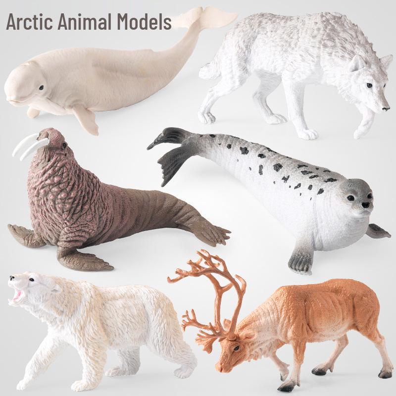 Arctic Animal Simulation Toy: Wolf, Polar Bear, Walrus, Beluga, Elk, Seal - Children’s Cognitive Playset