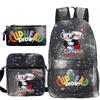 Cartoon Teacup Head Cuphead Student School Bag Backpack Three-piece Set Children's Shoulder Bag Pencil Bag