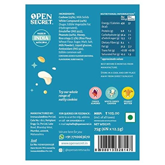 Open Secret White Choco Cashew Story Box | Family Snacks Biscuit | No Added Maida 6 Cookies, 75g
