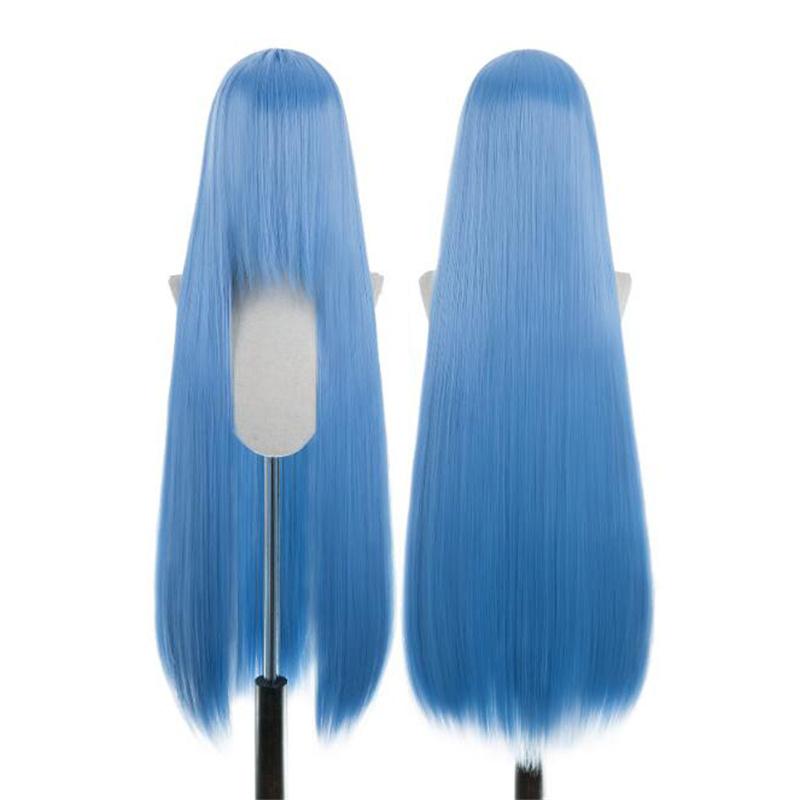 Perucă lungă și dreaptă de 100 cm, blondă, aurie, roz, portocaliu, maro, violet, albastru, verde, negru, gri, culori, rezistentă la căldură, păr Lolita