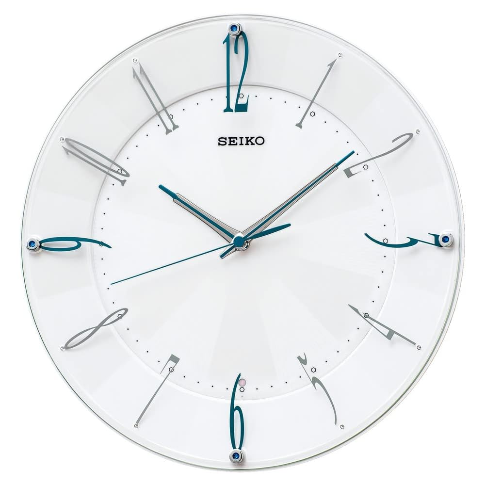Seiko Clock Radio-Controlled Analog Wall Clock, White Pearl, KX214W, SEIKO, Diameter 32.7 x 4.6 cm