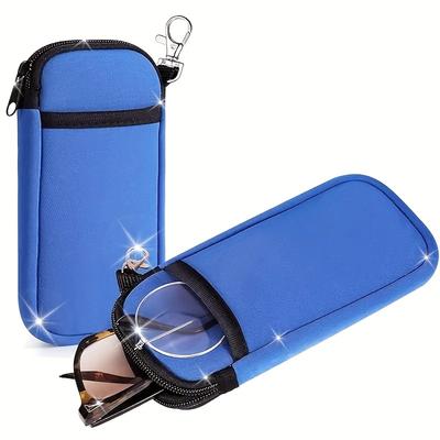 1pc Portable Glasses Case with Zipper Closure - Organizer for Eyeglasses, Phone, Headphones, Cards - Compact Storage Box