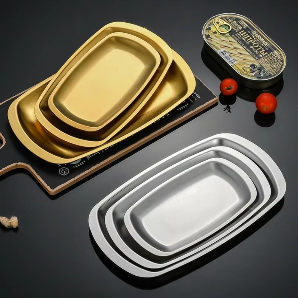 Simple Western Food Beef Plate Gold Tray Barbecue Flat Plate New Circle Plate