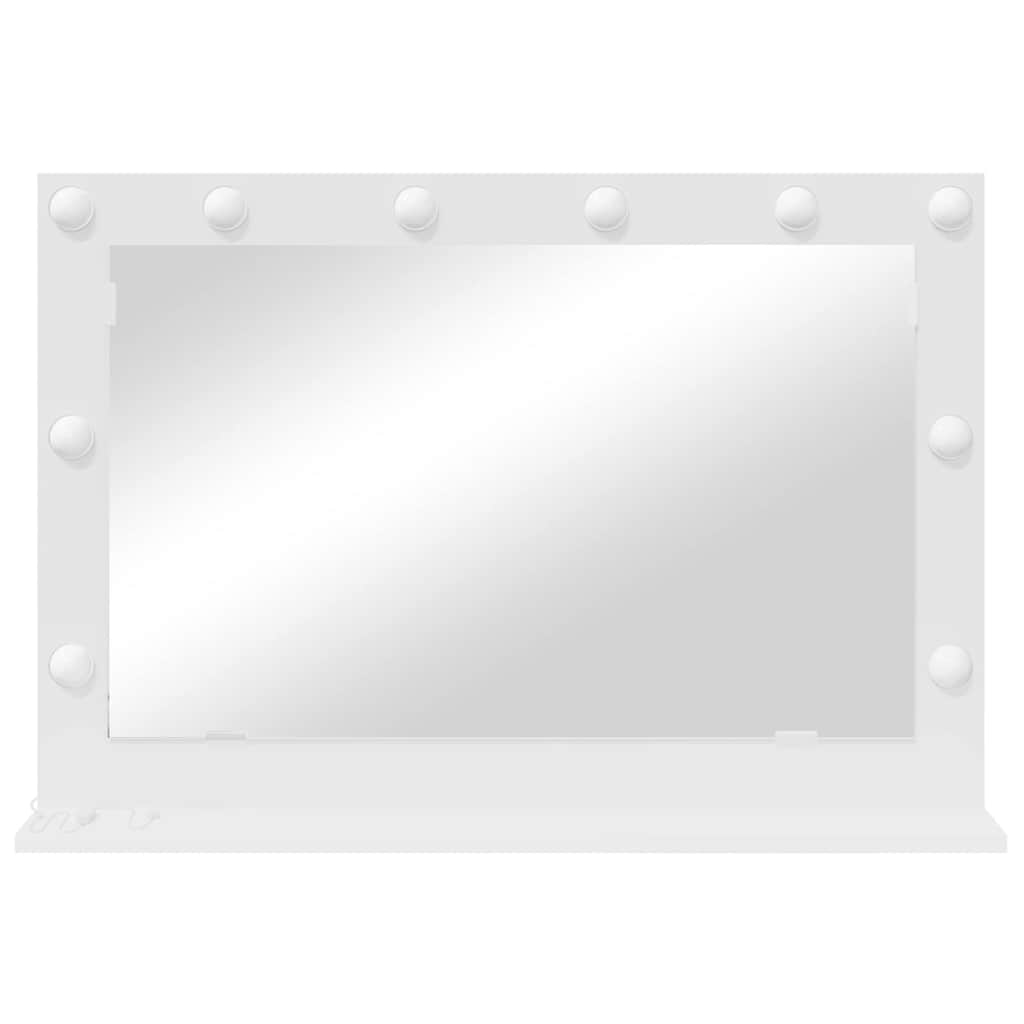 White Washbasin Mirror 80 x 15 x 18 cm Glass and Veneered Wood