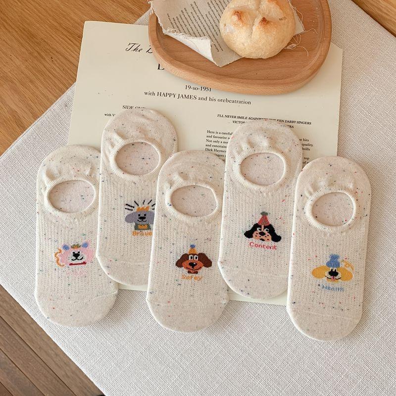 Women's Boat Shoes Summer Lightweight Pure Cotton Invisible Stockings Low-cut Silicone Anti-slip Cartoon Short Socks