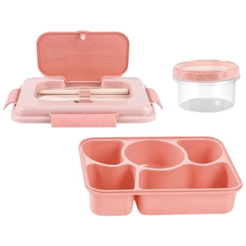 4/5 Compartment Lunch Box with Small Bowl Bento Box Leakproof Students Office Worker Microwae Heating Portable Lunch Boxes