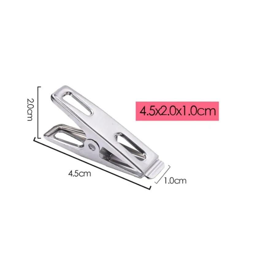 20Pcs Clothes Pegs Clamps Stainless Steel Clothespins Photos Metal Laundry Pegs Towel Sock Pins Hanger Sealing 4.5cm Clips