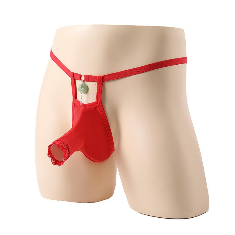 Sissy Lingerie Men'S Sexy Bikini Thong Open Elephant Nose Pouch G-String Open Front Tangas Bulge Enhancing Undies Gay Underpant
