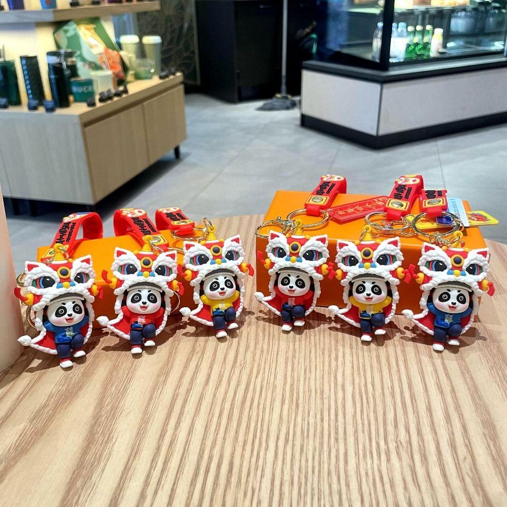 Small Pendants Year Snake Keychain Red Color Cartoon Keyring Lion Dance Doll  Daily Use