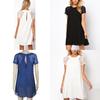 Elegant Summer Girls Lace Applique Sleeve Dress With Solid Color Backless Design