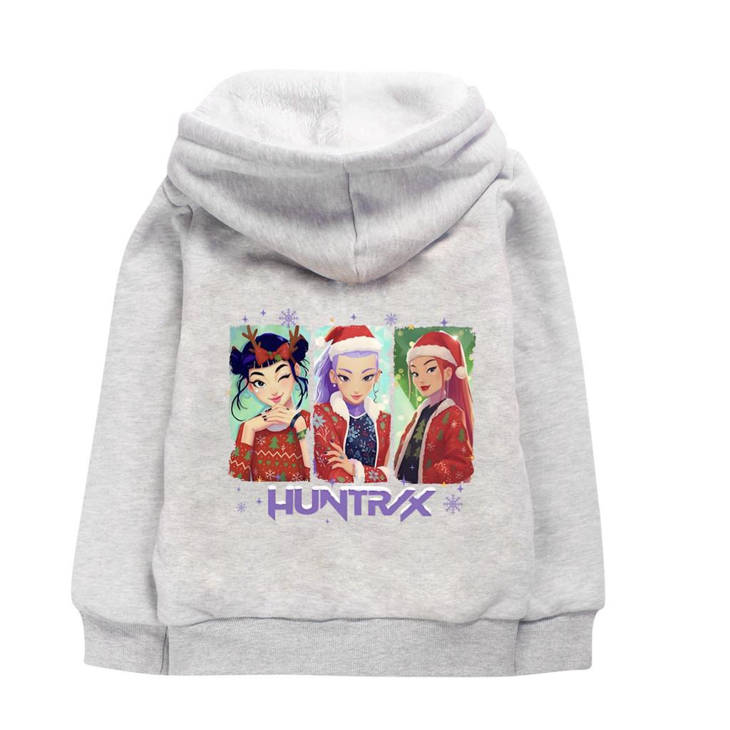 5093 Christmas Kids Girls Kpop Zoey Mira Rumi Print New Year Long Sleeves Velvet Warm Jacket
