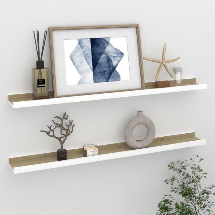VidaXL Wall Shelves 2 Pcs White and Sonoma Oak 80x9x3 Cm
