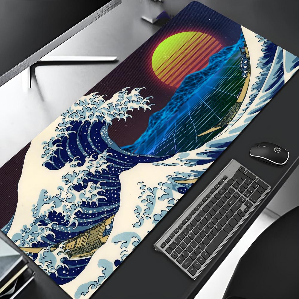 Japan Art Great Waves (5) Mouse Pad Edge Big Gaming Locking Computer Gamer Large Rubber Art Mousepad Laptop Xxl Desk Mat