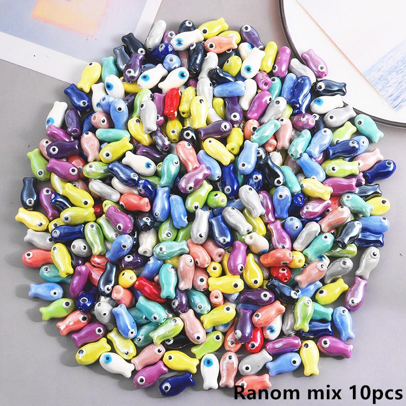 

Random Mix 10/20/30pcs Ceramics Fish Charm Beads For Jewelry Making Supplies Ocean Pendant DIY Necklace Earrings Bracelets Charm