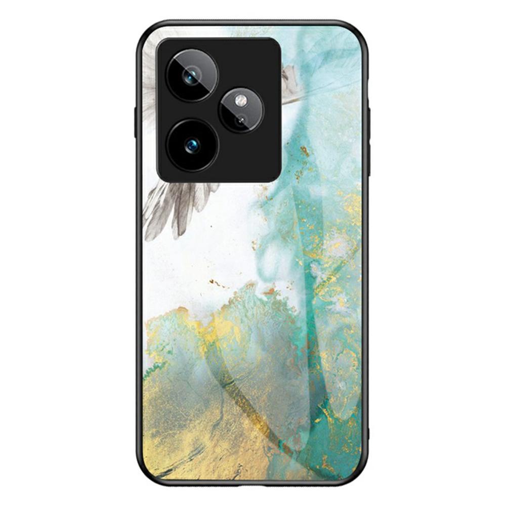 Pro Realme GT 7 5G Pouzdro Mramorový Vzor Tvrzené Sklo+PC+TPU Ochranný Kryt na Telefon