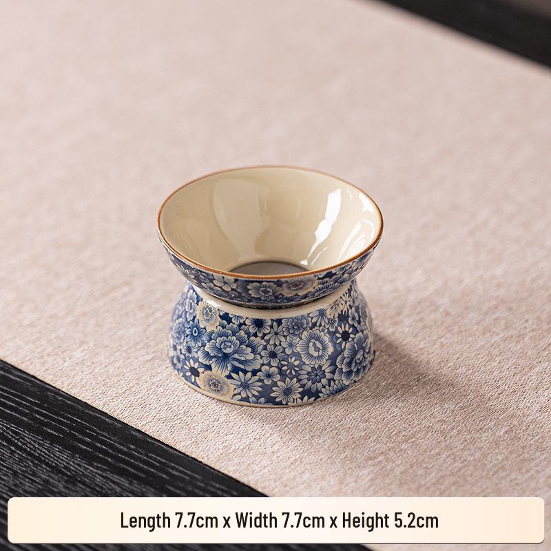 Jun Ware Blue & White Thousand Flowers Lidded Teacup - High-Grade Gongfu Ceramic Tea Set for Home
