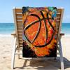 Ultra-Soft Beach Towel with Basketball Theme,Ideal for Pool - Camping, Diving - Perfect Travel Essential, Vibrant Beach Towel.