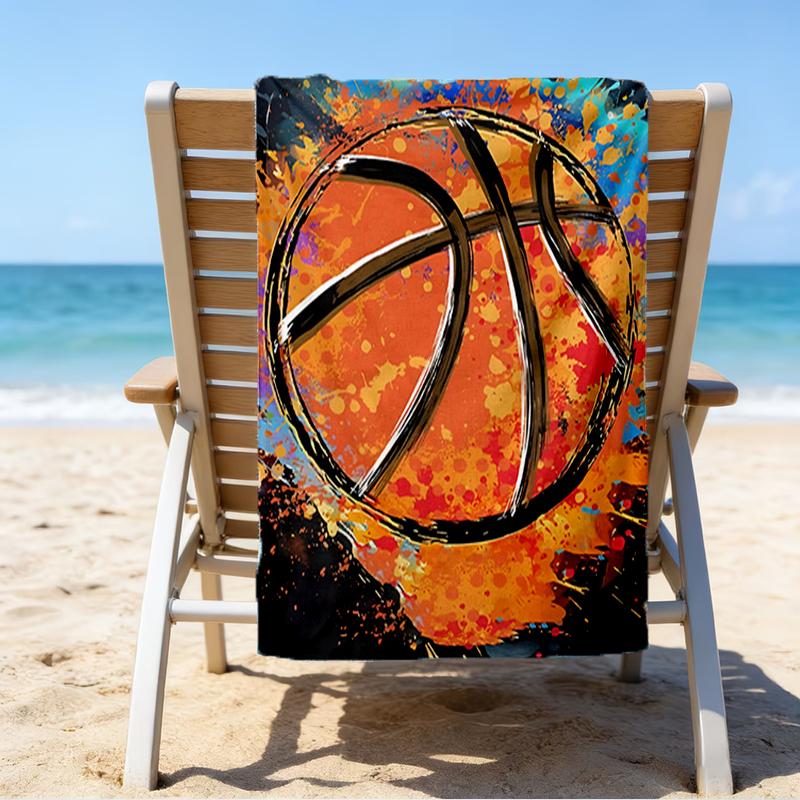 Ultra-Soft Beach Towel with Basketball Theme,Ideal for Pool - Camping, Diving - Perfect Travel Essential, Vibrant Beach Towel.