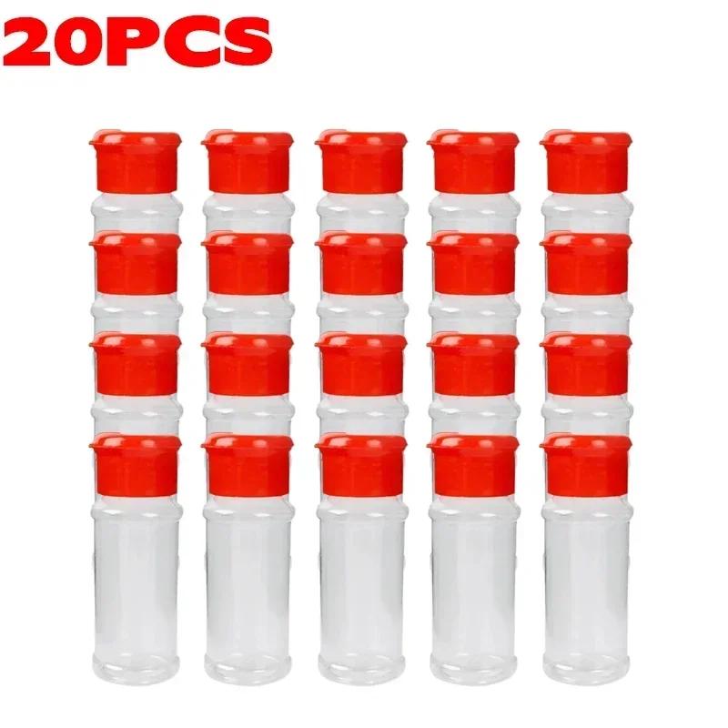 Portable Spice Jar with Shaker Lid Clear Plastic Seasoning Bottle Set BBQ Camping Salt Pepper Shaker Kitchen Gadget Food Trucks
