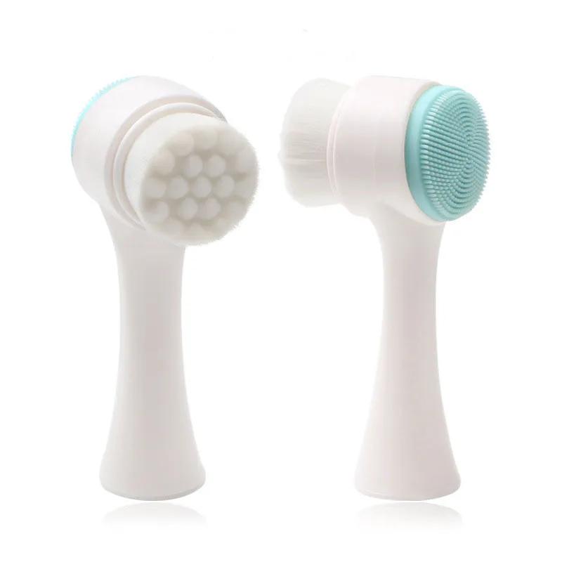 Double Sided Silicon Cleansing Brush Clean Exfoliating Massage Soft Face Pore Cleanse Blackhead Dry Wet Multi-purpose