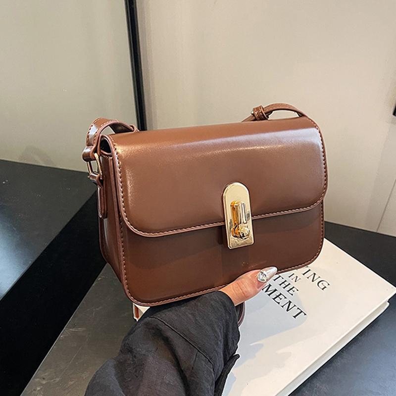 Temperament Red Shoulder Bag for Women Retro Versatile Texture PU Crossbody Bags Korean Popular Small Square Handbags