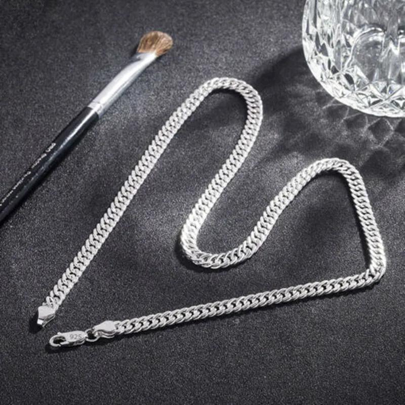 Fine Width 6MM Chain 925 Sterling Silver Necklaces For Women Fashion Jewelry