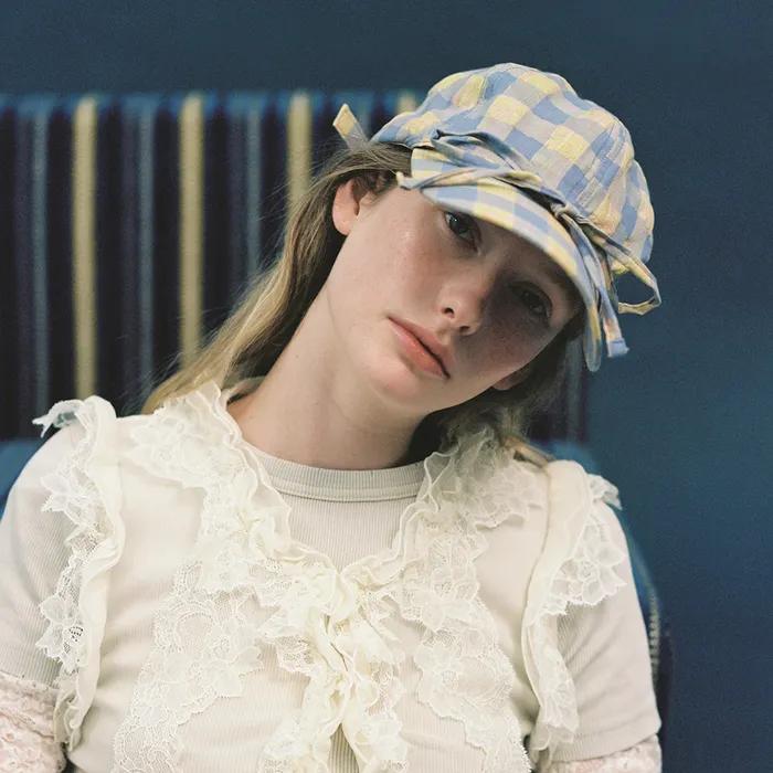 BASIC BALL CAP_RIBBON_CHECK YELLOW