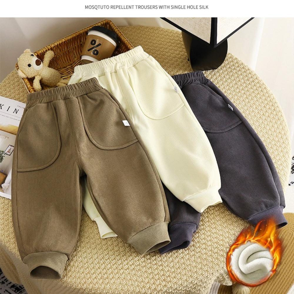 Dziecięce jesienno-zimowe spodnie bawełniane w jednolitym kolorze, pluszowe, grube, ciepłe, spodnie sanitarne, spodnie codzienne