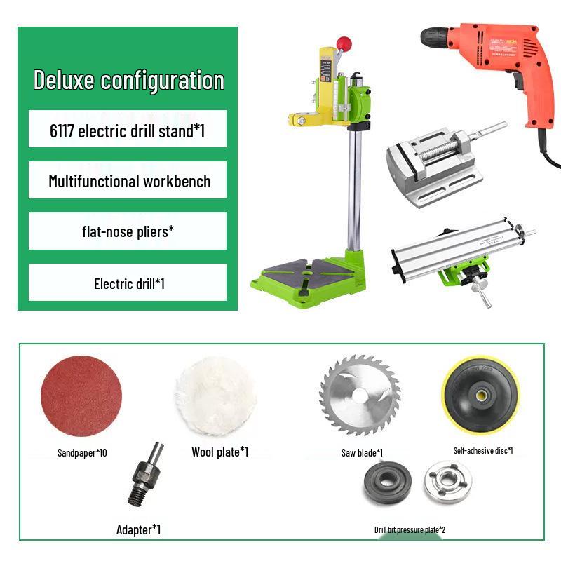 Compact Multifunctional Bench Drill Stand for Hand Drills - High Precision Workbench Fixture