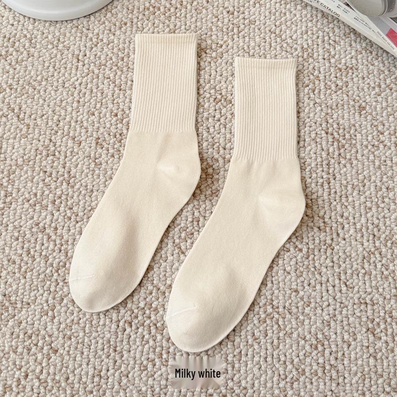 Bunte Damen Kniehohe Candy Color Scrunch Socken - Trendy, Ganzjährig, Mittelhoher Schaft, Einfache Tanz Baumwollsocken