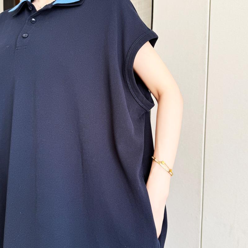Summer Loose Cotton Polo Collar Dress - Elegant Casual Long Skirt